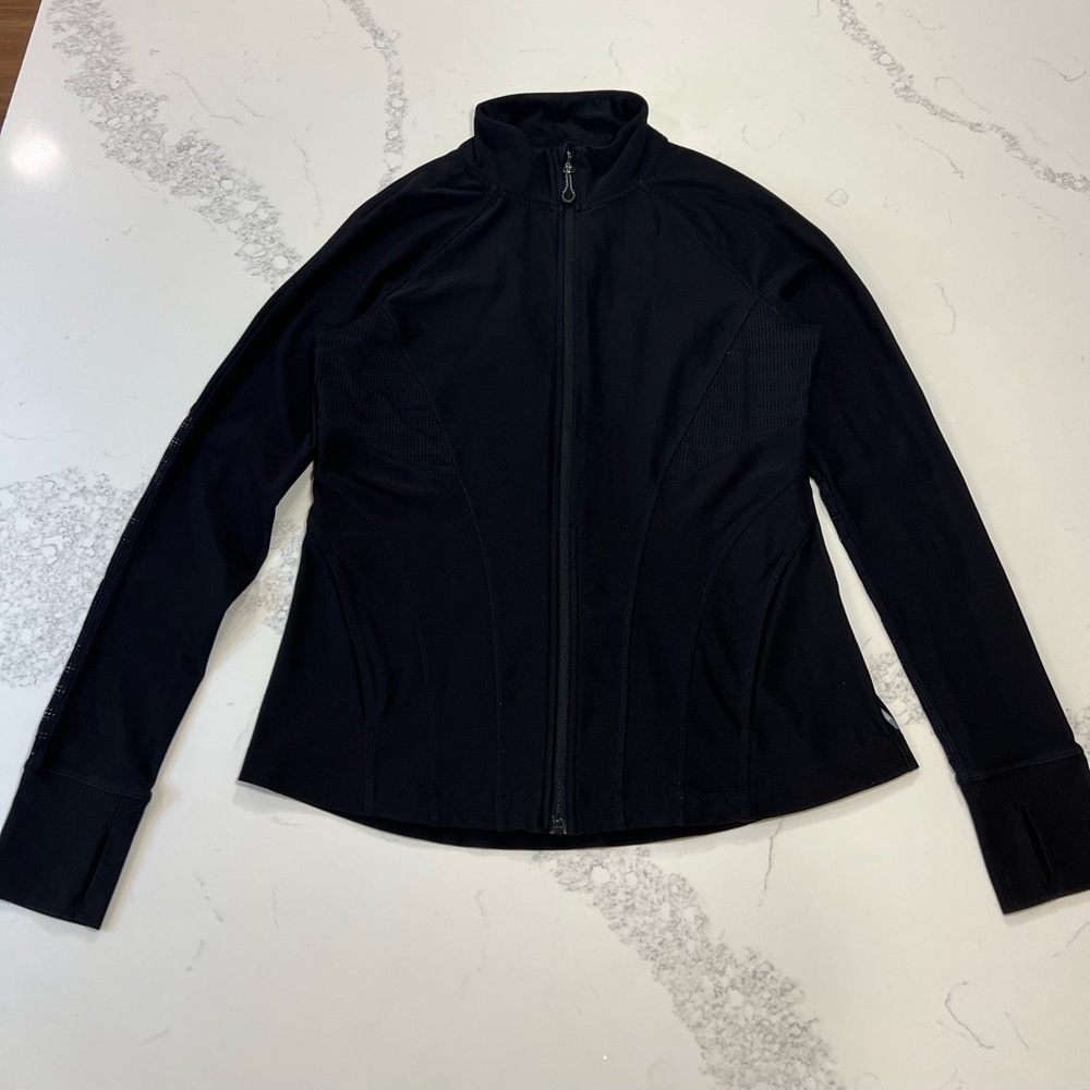 Monetta Black Athletic Zip-Up Jacket | Size L